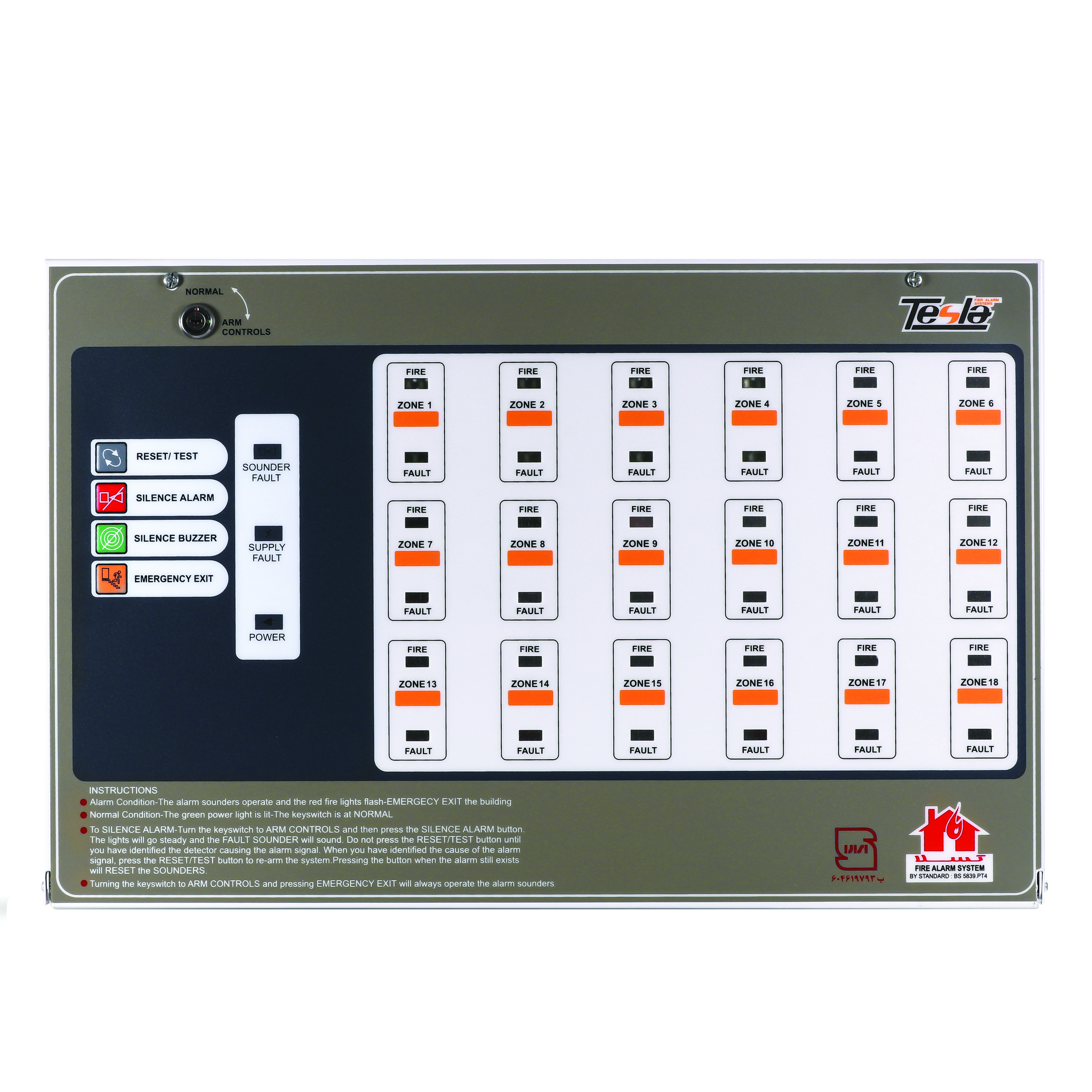 مرکز کنترل اعلام حریق تسلا مدل TCP-8 14 مرکز کنترل اعلام حریق تسلا مدل TCP-8