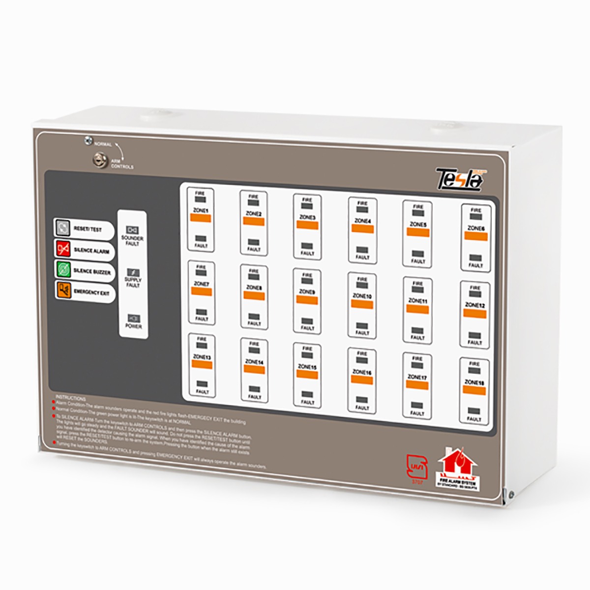 کنترل پنل اعلام حریق تسلا مدل TCP-14 19 کنترل پنل اعلام حریق تسلا مدل TCP-14