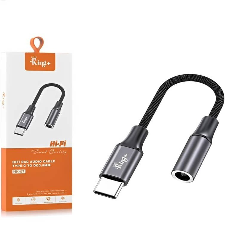 کابل تبدیل تایپ سی به جک 3/5 میلیمتری صدا مدل king+ HK-57 20 کابل تبدیل تایپ سی به جک 3/5 میلیمتری صدا مدل king+ HK-57